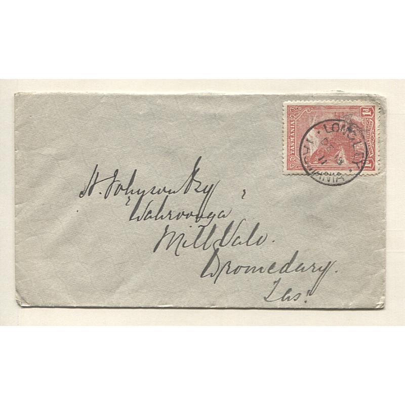 (AE10005) TASMANIA · 1911: small envelope in nice condition bearing 1d Pictorial franking tied by a full clear strike of the LONGLEY Type 1 cds which is rated R-(7) .....much rarer still "on cover"