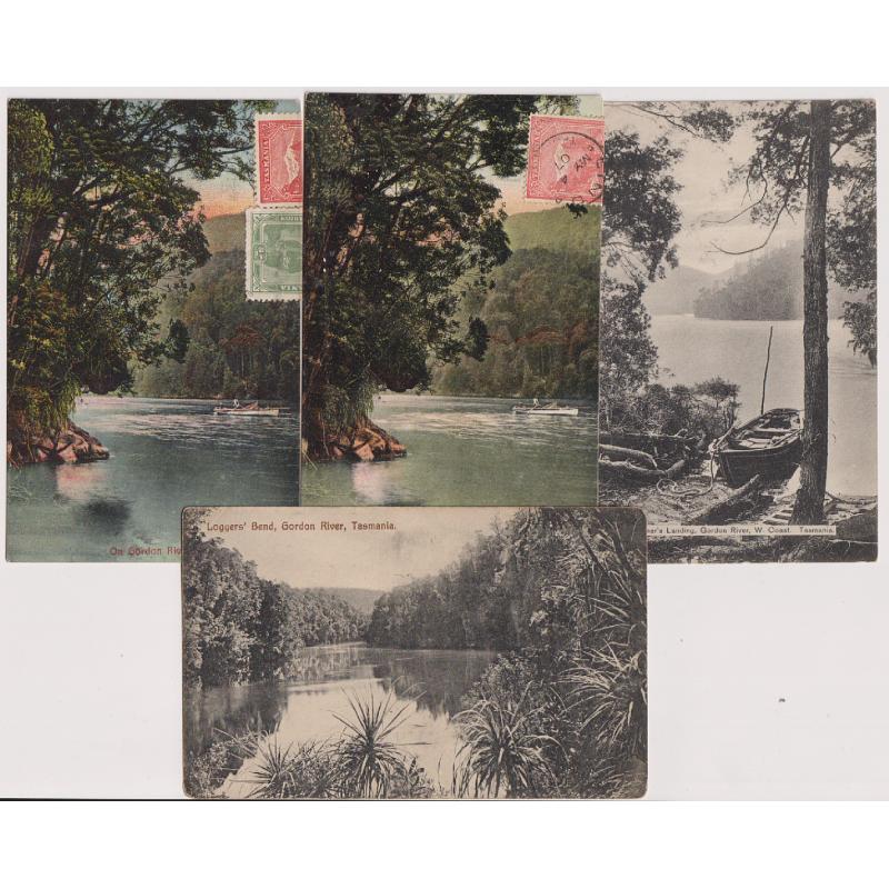 (AN1116) TASMANIA · 1907/10: 4 cards by Spurling & Son with West Coast views · 2 cards have same image but different numbers (see full description) - excellent condition throughout (4)