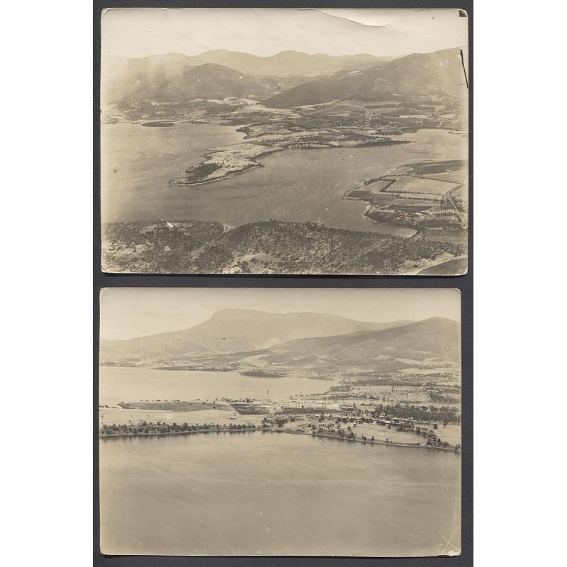 (AS1000) TASMANIA · 1920s: two aerial views of Claremont by J.J.N. Barnett showing early buildings at the CADBURYS CHOCOLATE FACTORY · some minor peripheral wear however the overall condition is excellent .... see largest image (2)