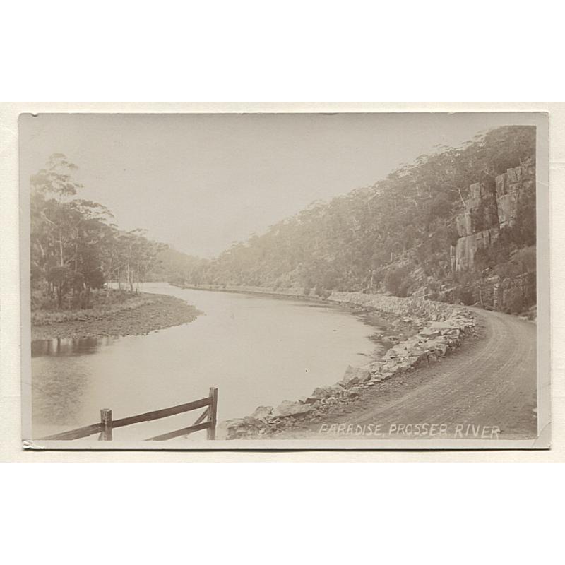 (AT15030) TASMANIA · c.1910: unused real photocard with view PARADISE, PROSSER RIVER (near Orford) · fine condition · photographer not identified