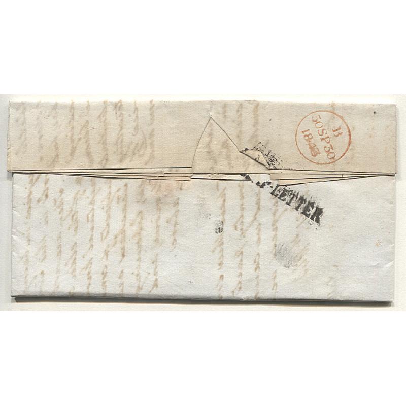 (AT15059) TASMANIA · GREAT BRITAIN  1843: intact folded letter mailed from Hobart to London · rated 8(d) paid and 4(d) to collect · contents comprise reports incl Report of Schools in the Launceston circuit