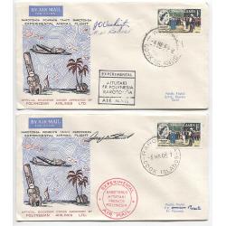 (BB10000) COOK ISLANDS · FRENCH POLYNESIA  1966: four signed cacheted souvenir cover carried on different legs of an EXPERIMENTAL AIRLMAIL FLIGHT by POLYNESIAN AIRLINES in March · all covers are in VF condition (2 images)