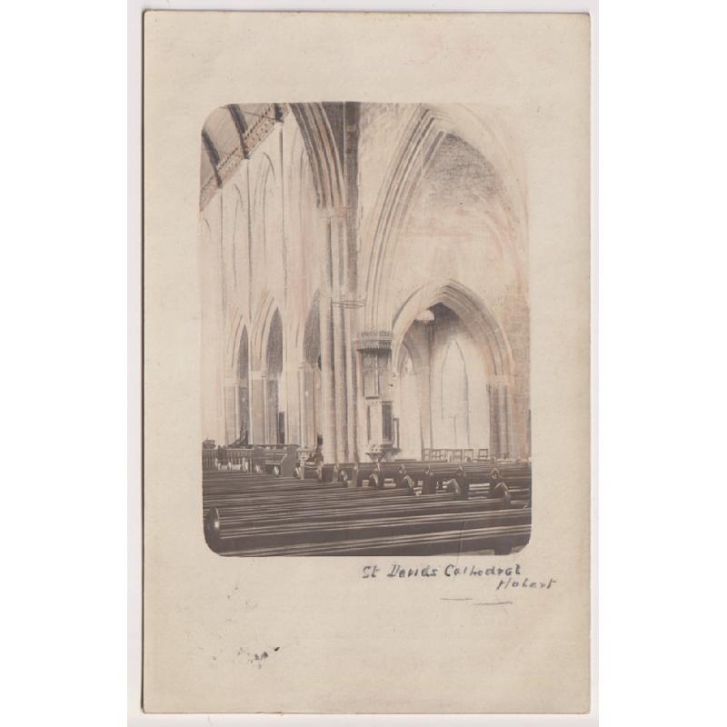 (BB1016) TASMANIA · 1907: real photo card featuring an interior view of ST DAVIDS CATHEDRAL, HOBART · postally used and in excellent condition