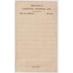 (BB1028) TASMANIA · c.1930: illustrated Christmas Card and "Shopping List" from A.W. Birchall & Sons Pty. Ltd., Launceston · corner crease o/wise in excellent condition (2 images)