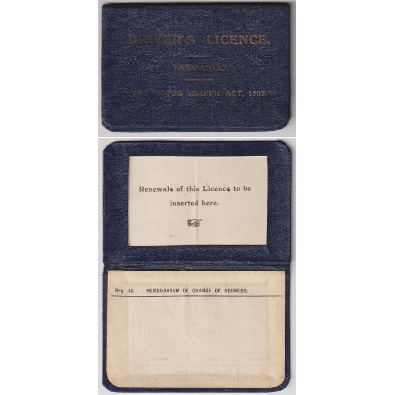 (BB1041) TASMANIA · 1917/24: DRIVER'S LICENCE · TASMANIA containing 8 renewal receipts · excellent condition · scarce survivor (2 images)