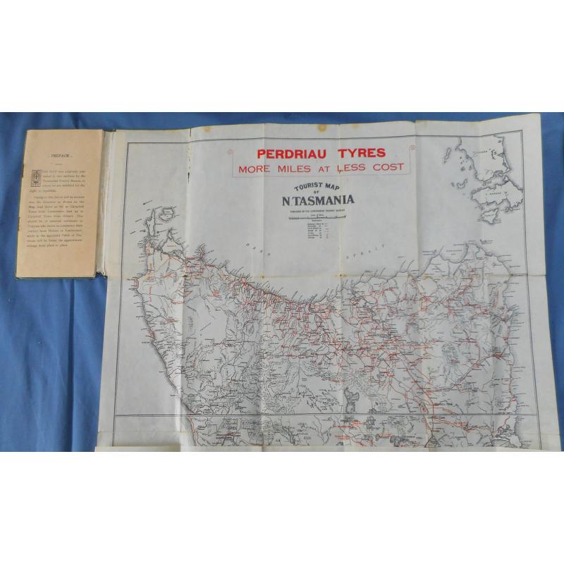 (BB1065L) TASMANIA · 1920s: ROAD MAP OF TASMANIA published by J. Walch & Sons with permission of the Tourist Bureau · front cover includes a booklet with advertising, etc. - see full description (3 images)