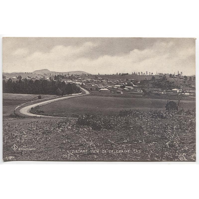 (BB1119) TASMANIA · c.1908: unused card published by Geo. Harley, Stationer, Deloraine with A DISTANT VIEW OF DELORAINE · card provided by "Wynphotoprint" (Cox) numbered '173' · excellent condition