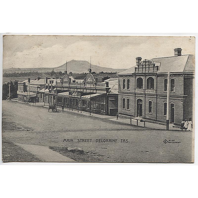 (BB1121) TASMANIA · 1906: postally used "Wynphotoprint" series card (No.60) by Selwyn Cox w/view of MAIN STREET, DELORAINE in fine condition