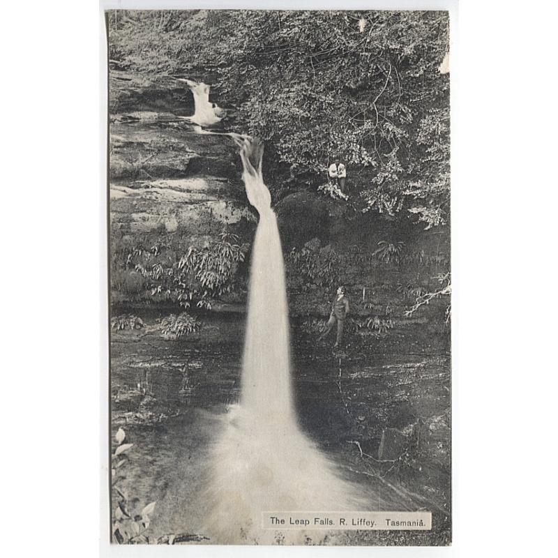 (BB1125) TASMANIA · c.1910: unused card by Spurling & Son (No.106) w/view of THE LEAP FALLS, R. LIFFEY · two small surface scuffs on back but o/wise in excellent to fine condition