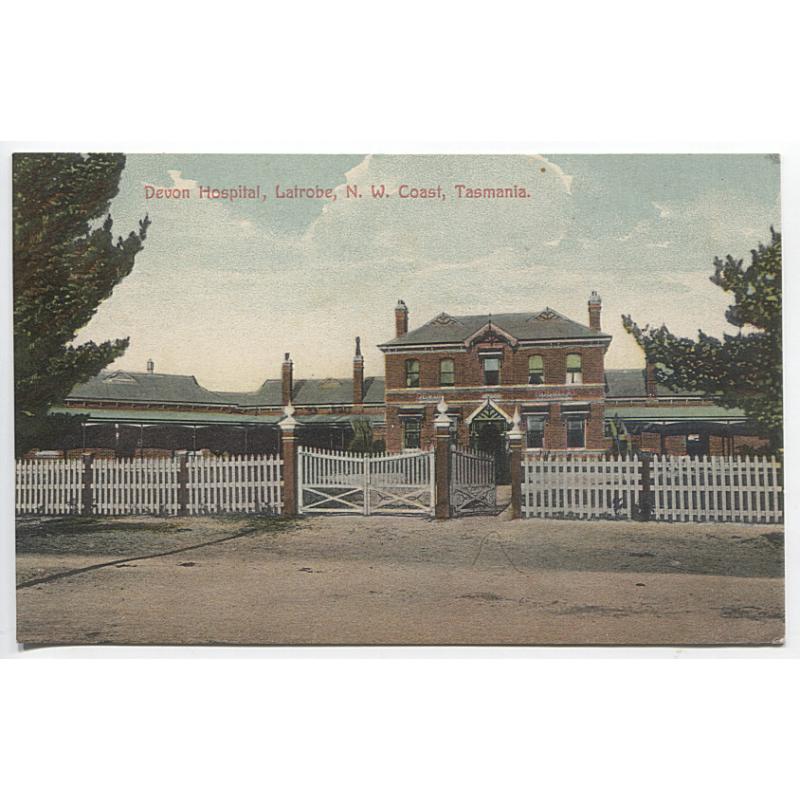 (BB1128) TASMANIA · c.1910: colour card by Spurling & Son (No.360) with a view of the DEVON HOSPITAL, LATROBE · F to VF condition