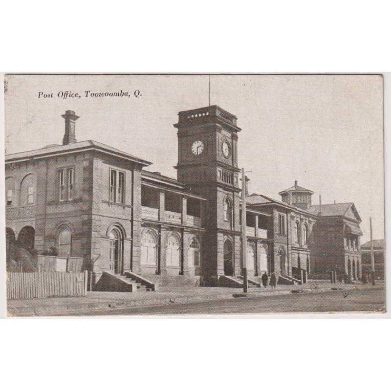 (BB1241) QUEENSLAND · c.1910: unused card by W.C. Sherlock w/view of the POST OFFICE, TOOWOOMBA · some minor corner wear o/wise in excellent condition