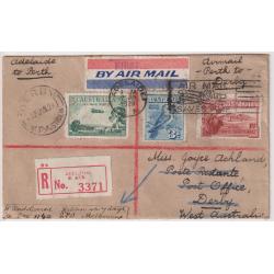 (BB1260) AUSTRALIA · 1929: registered cover carried on first air mail flight from Adelaide to Perth and then onforwarded by air to Derby · excellent to fine condition (2 images)