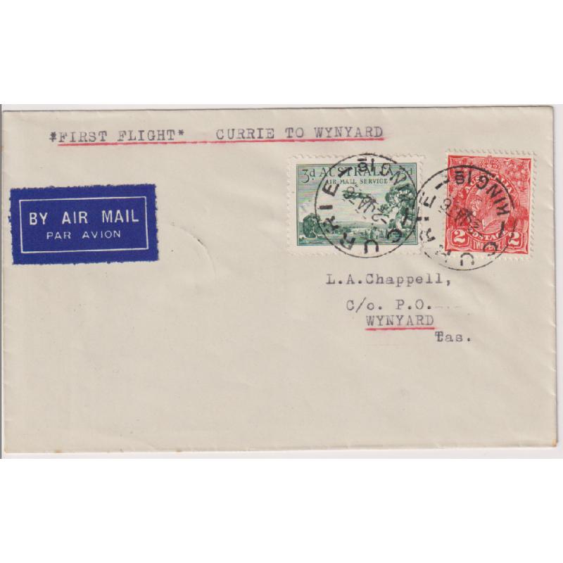 (BB1268) AUSTRALIA · 1936: neat cover in VF condition carried of 1st flight by Holymans Airways from King Island to Wynyard (TAS) AAMC #581 · lovely example