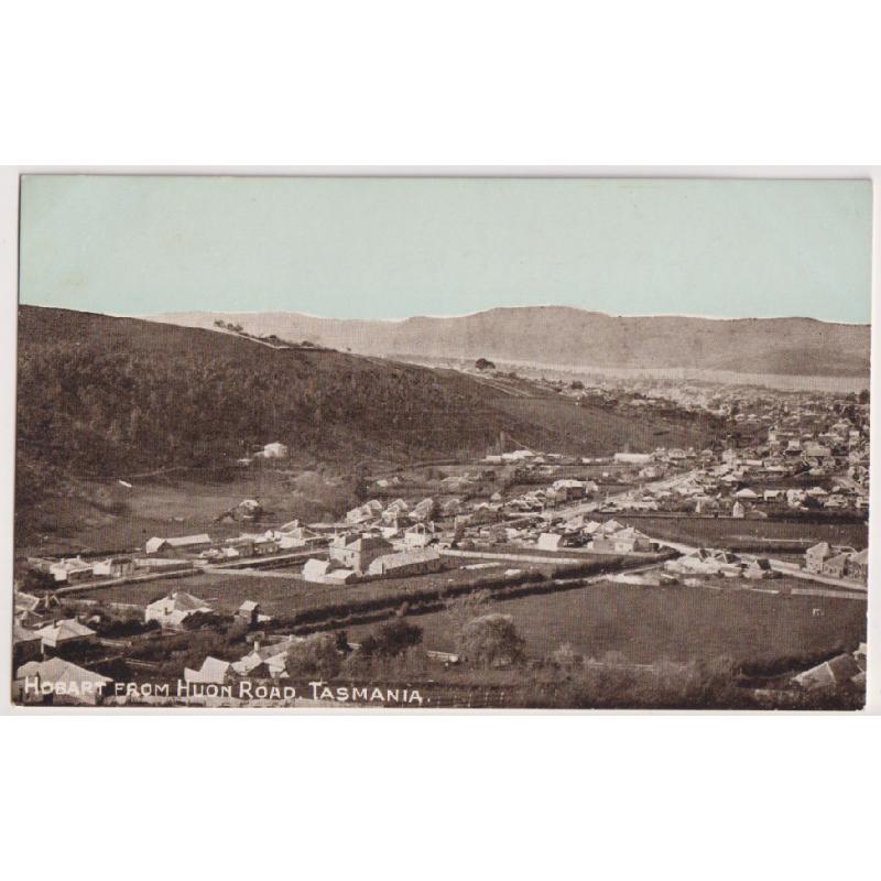 (BB1273) TASMANIA · c.1910: unused card by Valentine w/view HOBART FROM HUON ROAD · "With Heartiest Xmas Wishes..." printed on the message side · fine condition