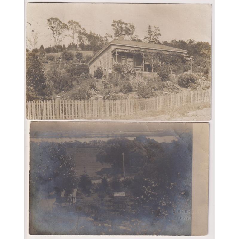 (BB1281) TASMANIA · 1904/08: two real photo cards with a view of "WESTELLA" at TREVALLYN and a view from the VERANDA · both cards are in excellent condition · see full description for further information (2)