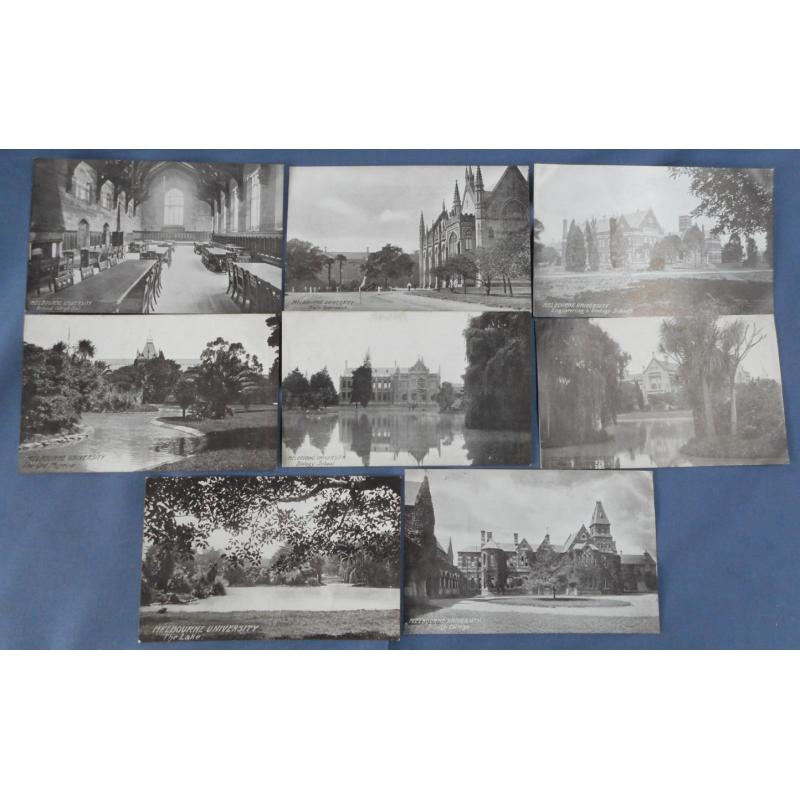 (BB1289L) VICTORIA · c.1910: 17 different real photo style cards by the same publisher with mainly exterior views of MELBOURNE UNIVERSITY all in excellent to VF condition · includes several postally used examples (2 images)