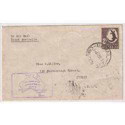 (BB1293) AUSTRALIA · 1951: cacheted 'ROUND AUSTRALIA...' Commonwealth Jubilee Flight cover AAMC #1286 with 'proving' postmarks on the back · excellent condition · $5 STARTER!!  (2 images)