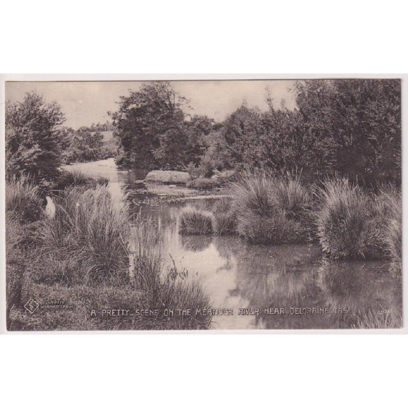 (BB1312) TASMANIA · c.1908: unused "Wynphotoprint" card No.174 published by "Geo. Harley, Stationer, Deloraine" w/view A PRETTY SCENE ON THE MEANDER RIVER RIVER NEAR DELORAINE in excellent to fine condition