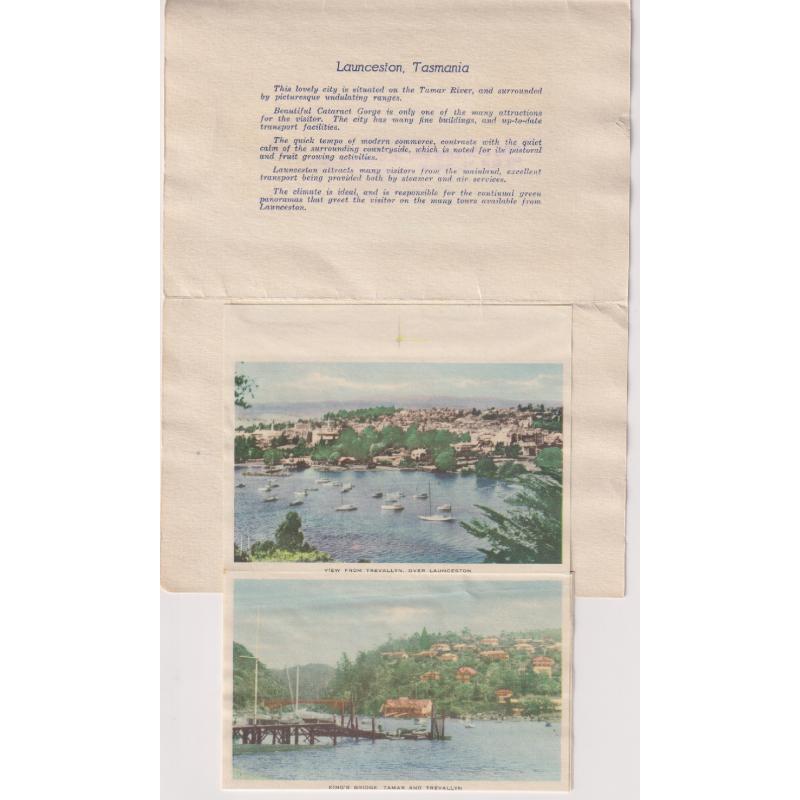 (BB1346) TASMANIA · 1950s: Nucolorvue Productions view folder A SOUVENIR OF BEAUTIFUL LAUNCESTON containing 12 foldout local views · excellent condition inside and out! (3 sample images)