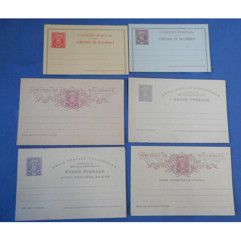 (BB1355) PORTUGAL · Mozambique Company - all different range of six early postal stationery items - lettercard panels are stuck together o/wise condition is excellent to fine (6)