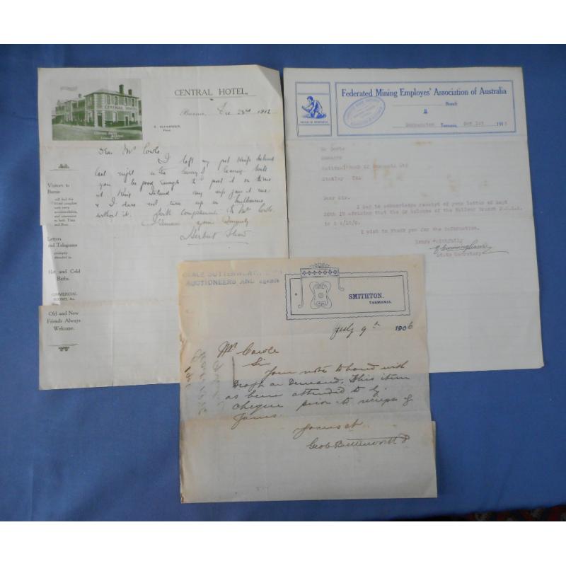 (BB1381L) TASMANIA · 1905/15: selection of nine used bill and letterheads, mainly from NW Coast businesses · quality varies but all items are quite displayable ...... please view the largest images (9)
