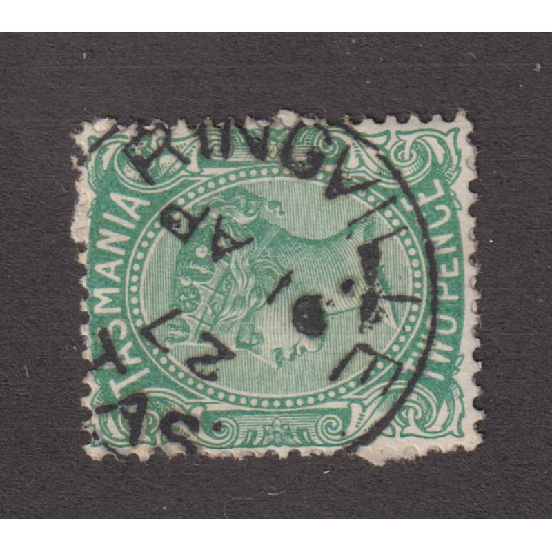 (BB1394) TASMANIA · 1897: an excellent example of the RINGVILLE Type 1a cds on a 2d QV S/face · some of the date is inverted or incorrect · postmark is rated 2R