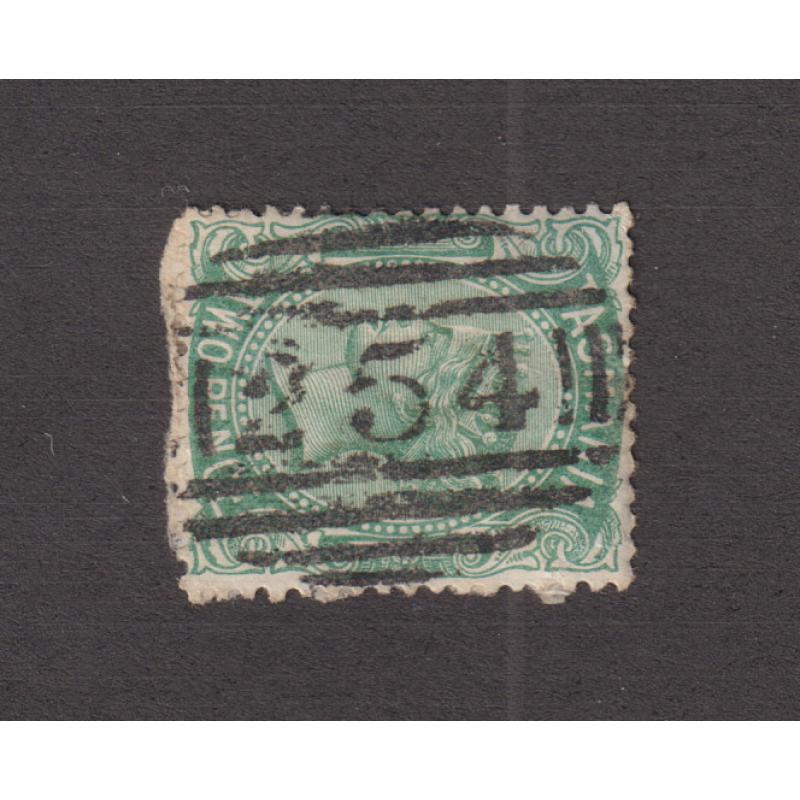 (BB1401) TASMANIA · aclear, central and nearly complete impression of BN254 used at WHITEFOORD HILLS on a 2d QV S/face (some envelope remnants) · postmark is rated RR