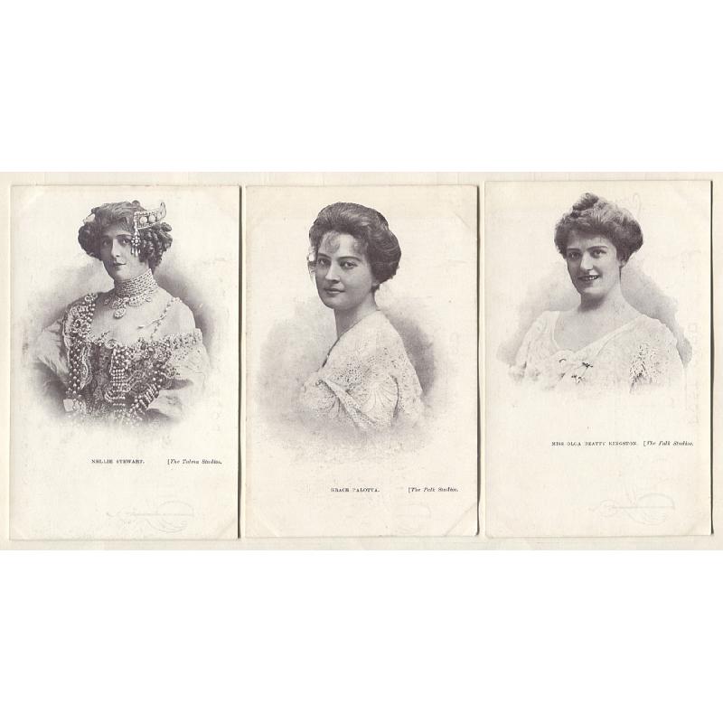(BB15010) NEW SOUTH WALES · 1905/10: six "Actor/Actress" cards by the Falk or Talma Studios, Sydney with portraits of Grace Palotta (2), Nellie Stewart, Mark Hambourg et al all in excellent to fine condition (2 images)