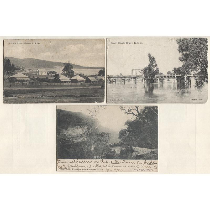 (BB15019) NEW SOUTH WALES · 1904/12: 8 cards by various publishers featuring inland views · condition is a little mixed but all are quite displayable (3 images)