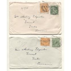(BB15060) AUSTRALIA · 1924/28: five covers from the same correspondence bearing various KGV defin franking making up the 1½d or 2½d rate · condition a little mixed but all are quite displayable (2 images)