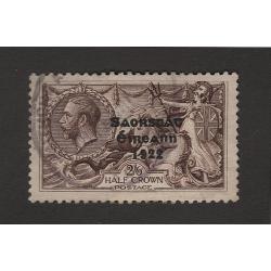(BB15138) IRELAND · 1922: lightly used 2/6d chocolate-brown G.B. overprinted "Seahorses" SG 64 · any imperfections are v.minor ..... a very collectable example · c.v. £110 (2 images)