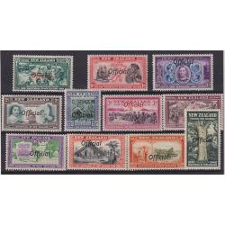 (BB15143) NEW ZEALAND  1940: fresh mint Centennial issue optd "Official" SG O141/O151 all in excellent to fine condition · c.v. £225 · 11 stamps (2 images)
