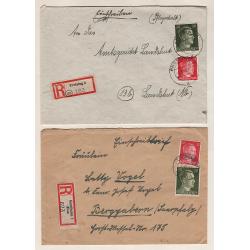 (BB15144) GERMANY · 1942/45: 5x registered covers from period (latest from March 1st 1945) with various 'Hitler Head' frankings paying or making up the applicable rates · mostly in excellent to fine condition throughout (3 images)