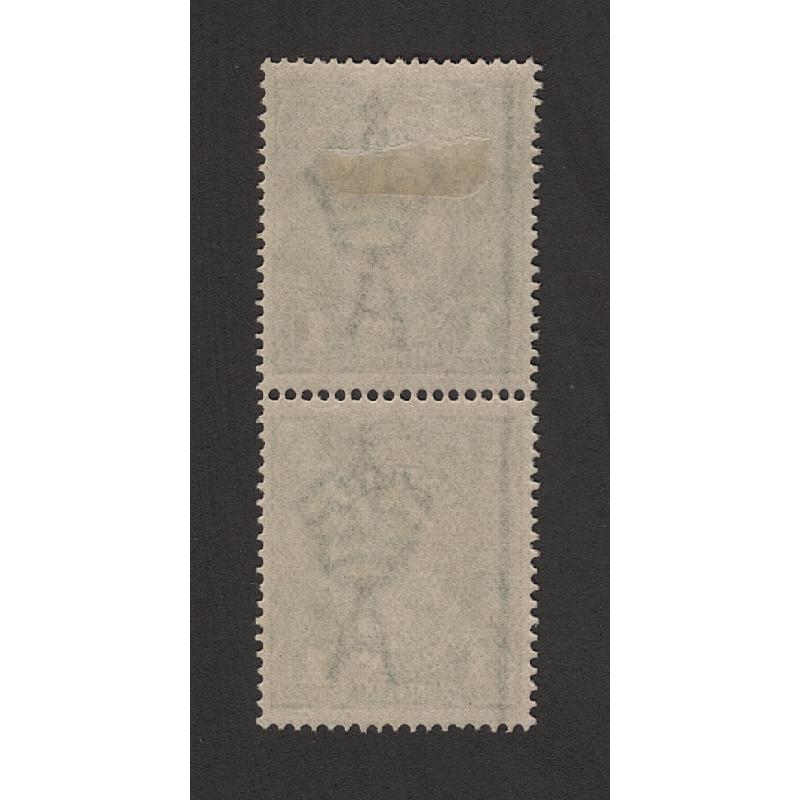 (BB15151) AUSTRALIA · 1924: M/MLH vertical pair of 1d green KGV defins (S Wmk) with varieties NECK FLAW and WATTLE LINE BW 77(4)f,h · see full description · total c.v. AU$100 (2 images)