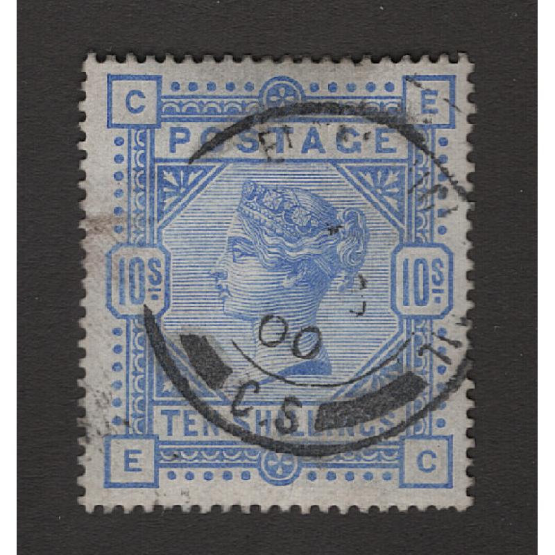 (BB15182) GREAT BRITAIN · 1883: VGU 10/- ultramarine QV SG 183 · some very light surface marks (postmark ink?) of left · nice example otherwise · c.v. £525