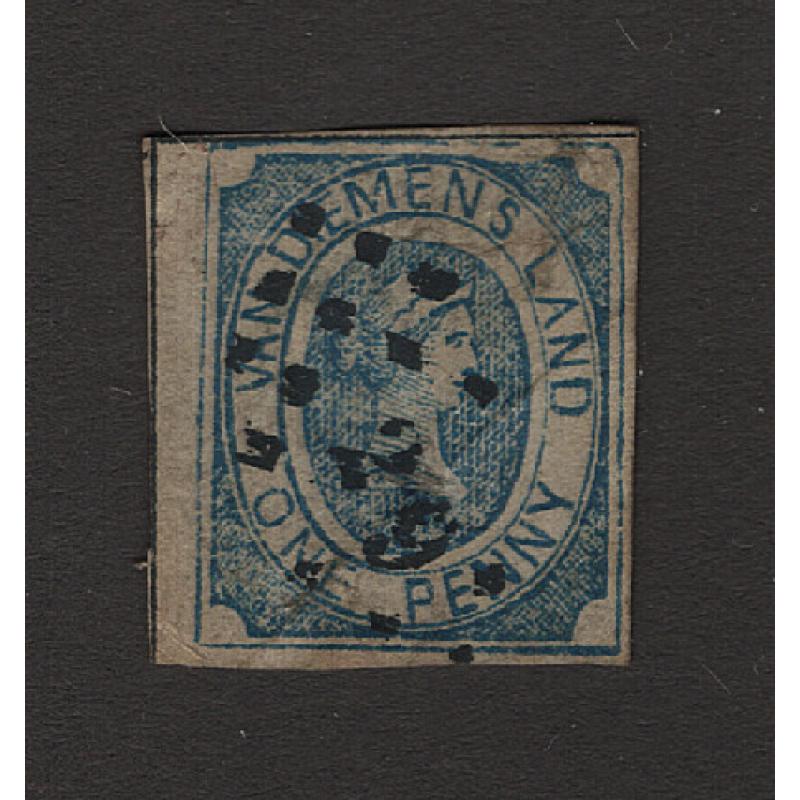 (BB15183) TASMANIA · FORGERY of a used 1d blue QV Courier · some faults but an interesting curiosity! (2 images)