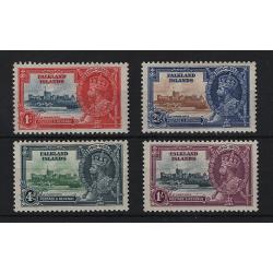 (BB15187) FALKLAND ISLANDS · 1935: mint KGV Jubilee commems SG 139/142 · clean hinge remnants · fine appearance · c.v. £55 (2 images)