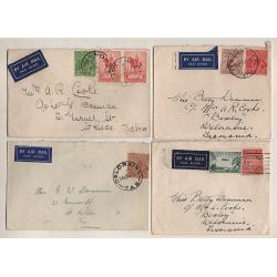 (BB15191) AUSTRALIA · 1935/41: 8x air mail covers to and from TASMANIA · various different frankings pay the 5d rate · most have been opened a little roughly but are quite clean and intact (2 images)