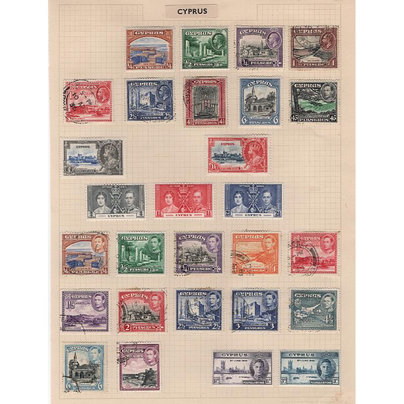 (BB15195L) CYPRUS · 1880/1965: 125x M/U oddments in mixed condition on 5 album pages · some short sets and the occasional useful item ..... worth "a look" (5 images)