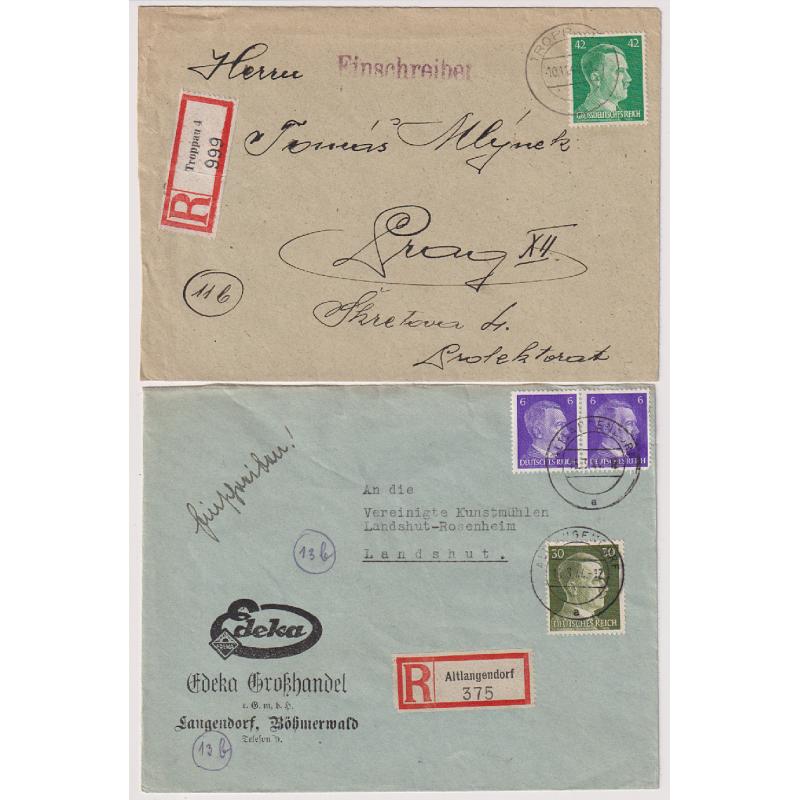 (BB1783) GERMANY · 1942/44: 4 registered covers with the with the inland rate of 42pf made up with a range of Hitler definitives · fine condition throughout (4)