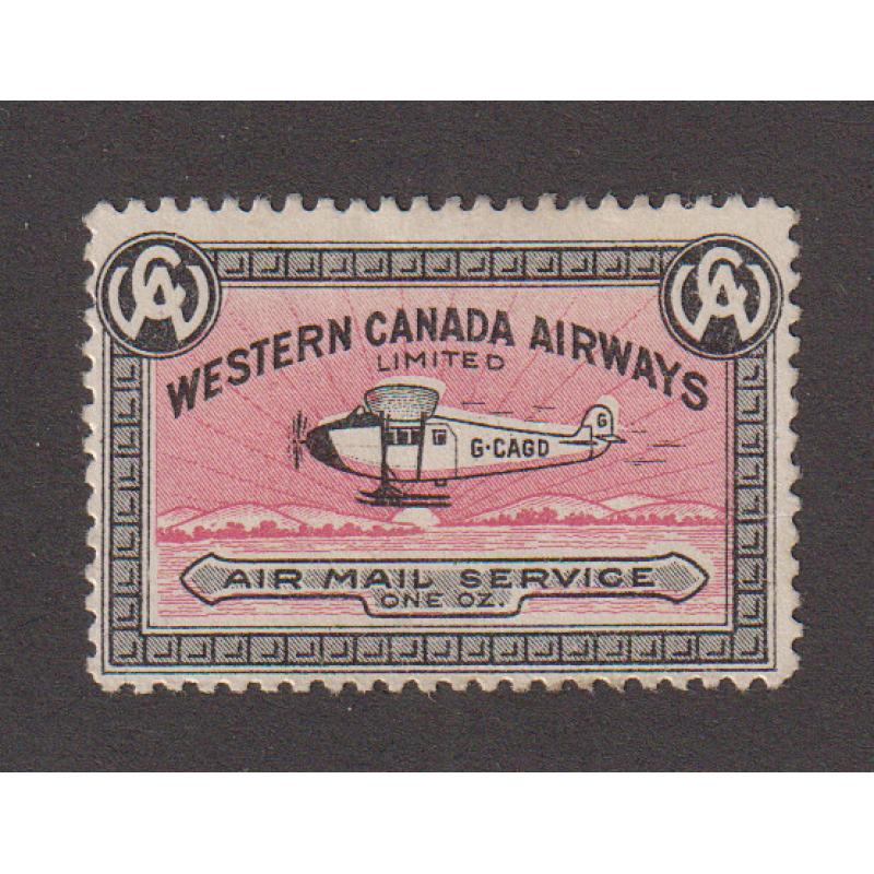 (BB1802) CANADA · 1930s(?)  mint WESTERN CANADA AIRWAYS vignette in excellent condition front/reverse (2 images)