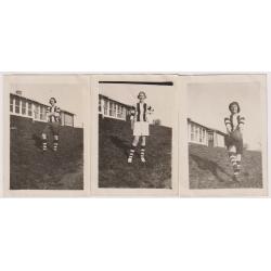 (BB1827) TASMANIA · c.1940: 3 photographic portraits of 2 young women from the Launceston area kitted out for Australian Rules Football ....... there was a women's football roster established in N. Tasmania at this time (2 images)