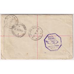 (BB1829) NEW GUINEA · 1934: registered cover mailed to NSW at WAU · carried on return flight of "Faith in Australia" (flight cachet on verso) · correspondence included indicates that the use was not really "philatelic" (2 images)