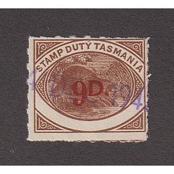 (BB1839) TASMANIA · 1940s: nicely used red-brown Platypus surchd 9d in red Craig 7.67 in fine condition · Elsmore online c.v. a modest AU$15