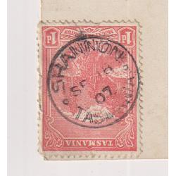 (BB1878) TASMANIA · 1907: a slightly 'doubled' but clear fully-framed strike of the SHANNON Type 1 cds on a PPC w/view SILVER FALLS HOBART · postmark is rated RR+(12) · (2 images)