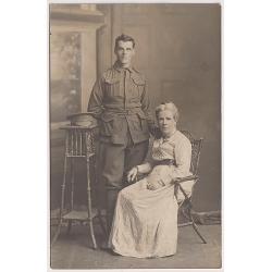 (BB1882) TASMANIA · 1914: studio portrait of Private Ernest Woolley with his mother Florence · sadly, despite the message on verso, Woolley was an early casualty at Gallipoli, and he died at a hospital in Greece · fine condition