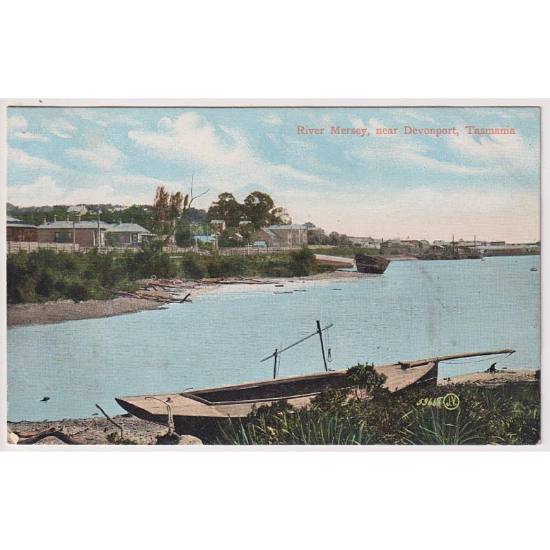 (BB1885) TASMANIA · 1907: card by Valentine (53668) w/view RIVER MERSEY NEAR DEVONPORT · message on verso but not postally used · uncommon view in my experience · excellent condition