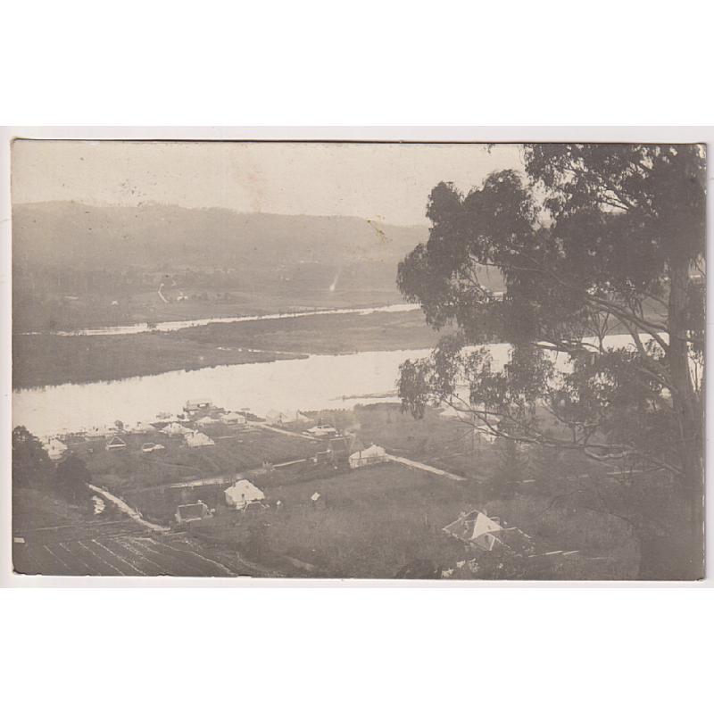 (BB1889) TASMANIA · 1907: postally used real photo card with a view of the HUON RIVER, the photo taken from the hill behind FRANKLIN · excellent condition