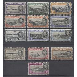 (BB1921) ASCENSION · 1938: complete KGVI pictorial definitive issue perf.13½ SG 38/47 in excellent to fine M/MLH/MVLH/MNH condition front/reverse · c.v. £500+ · 13 stamps (2 images)