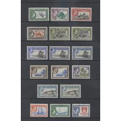 (BB1962L) GILBERT & ELLICE ISLANDS · 1939/55: fresh MLH KGV pictorial definitives plus some perf. varieties SG 43/54 · total c.v. is £100+ · 17 stamps (2 images)
